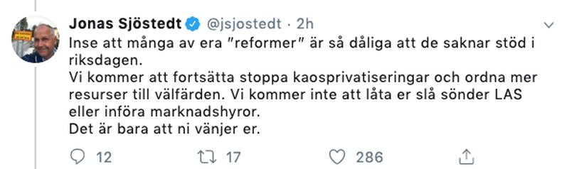 Jonas Sjöstedt Twitter Jonas Sjöstedt Twitter